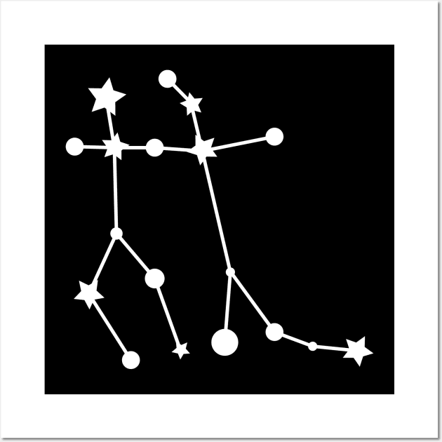 Gemini Zodiac Constellation in White Wall Art by Kelly Gigi